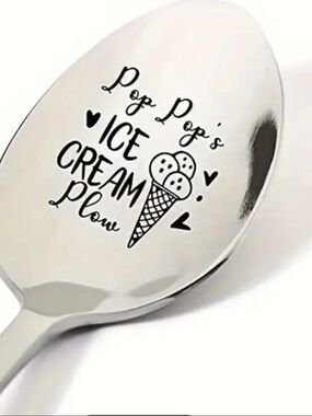 NWT Private Label Silver Engraved Ice Cream Spoon MEW
